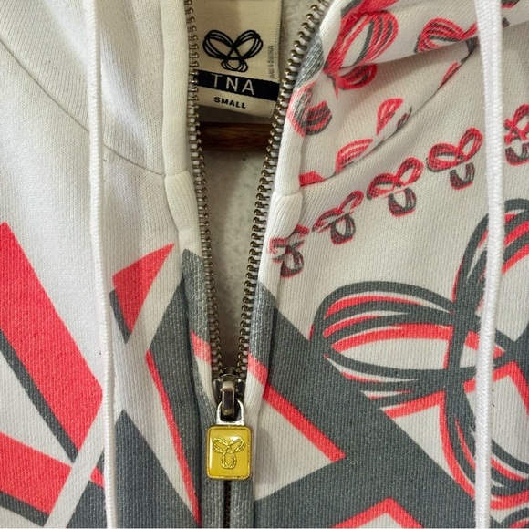 Tna| Aritzia| Fun Y2K White-Pink-Grey Graphic Zip-Up Classic Logo Hoodie Sz S - Picture 4 of 7